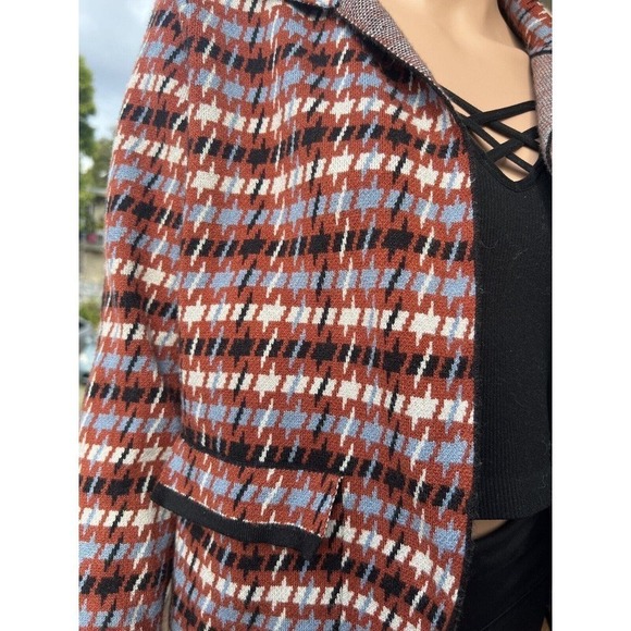 Tahari Women's Cardigan Sweater Houndstooth Multicolor Open Pockets XS - Picture 4 of 6